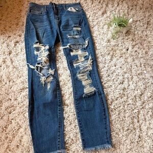 Trendy Ripped Cello super cute distressed Boyfriend Jeans in Classic Blue design